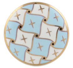 Sky Blue and White Golden Checkerboard Cabinet Knob